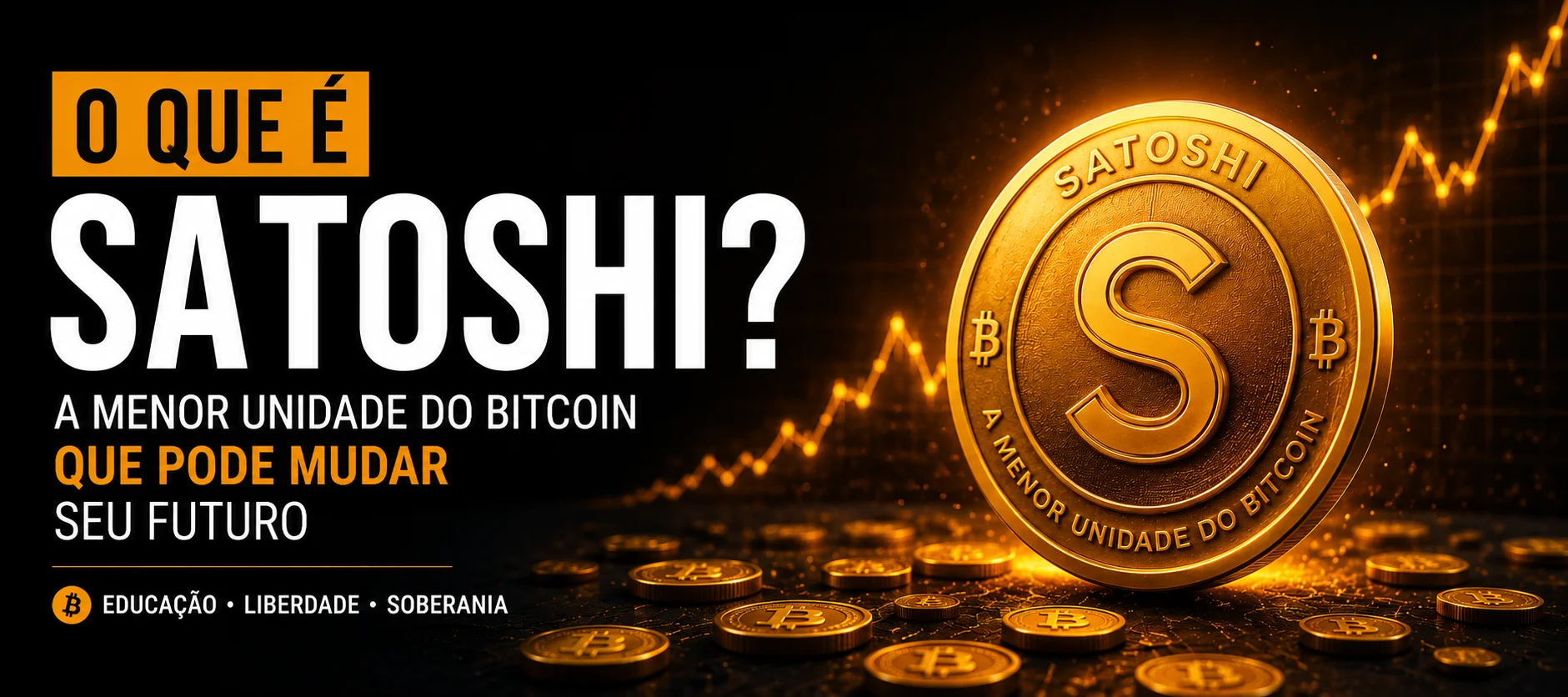 Ilustração sobre satoshi, a menor unidade do Bitcoin